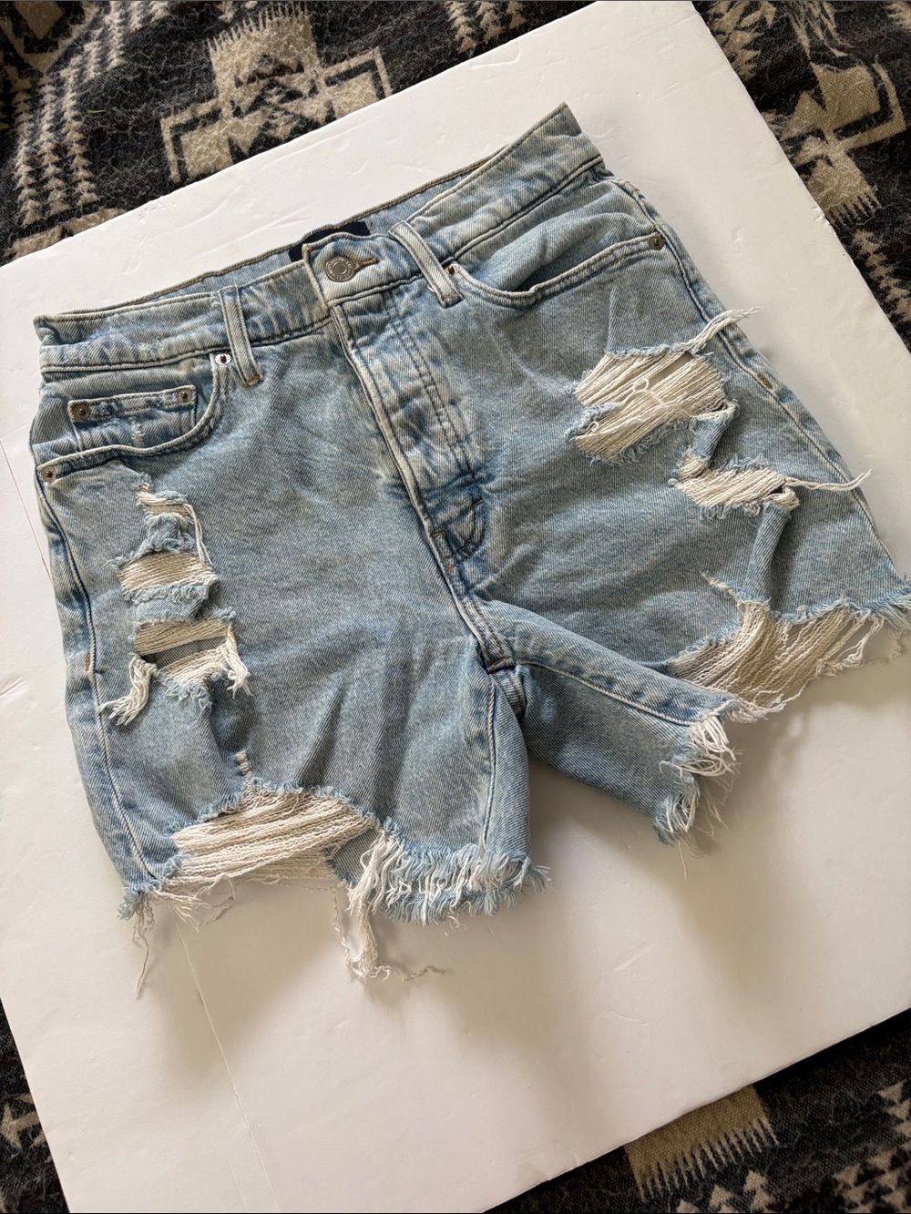 Lucky Brand Light Wash Distressed Denim Shorts